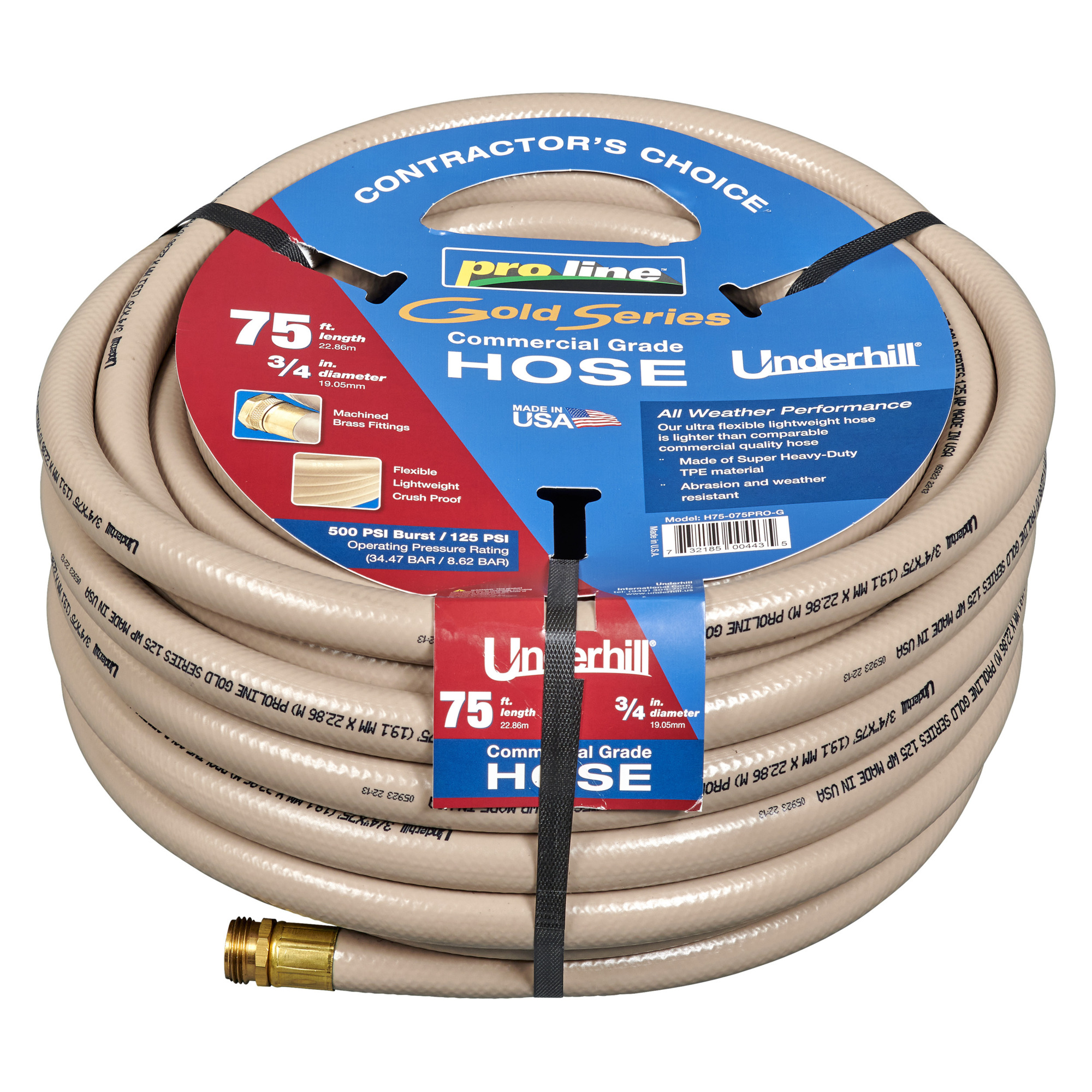 Underhill Gold Hose 3/4"x75' H75-075PRO-G